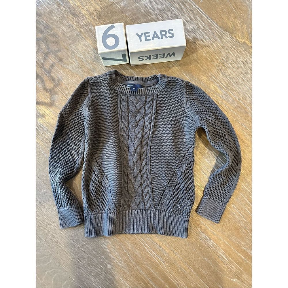 Gap girls cotton knit pullover sweater grey sz 6